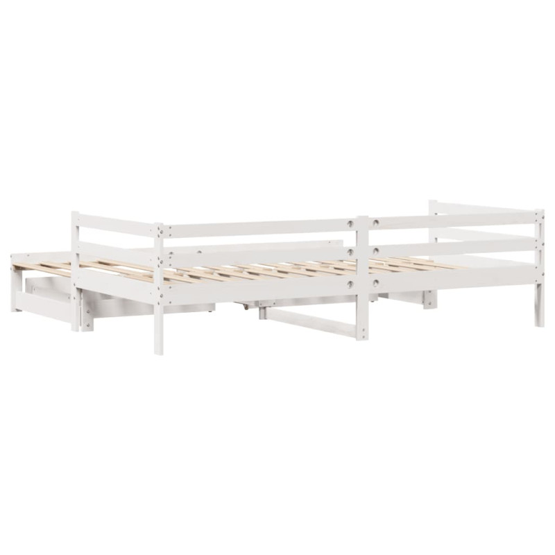 Sofa rozsuwana z szufladami, bez materaca, białe, 80x200 cm