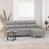 3-osobowa sofa z podnóżkiem, jasnoszara, 180 cm, tkaniną