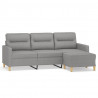 3-osobowa sofa z podnóżkiem, jasnoszara, 180 cm, tkaniną