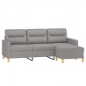 3-osobowa sofa z podnóżkiem, jasnoszara, 180 cm, tkaniną