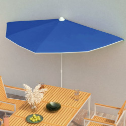 Półokrągły parasol ogrodowy na słupku, 180x90 cm, lazurowy