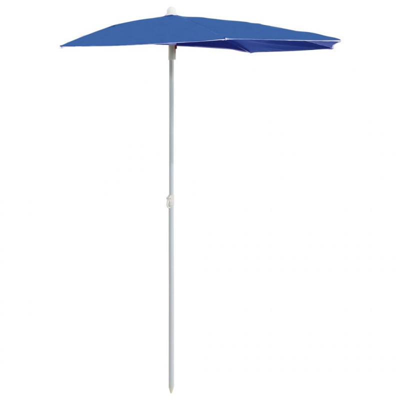 Półokrągły parasol ogrodowy na słupku, 180x90 cm, lazurowy