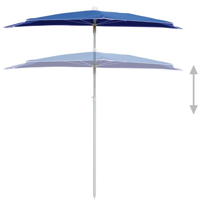 Półokrągły parasol ogrodowy na słupku, 180x90 cm, lazurowy