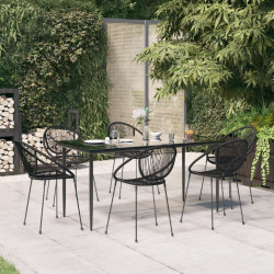 7-częściowy zestaw mebli ogrodowych, czarny, rattan PVC