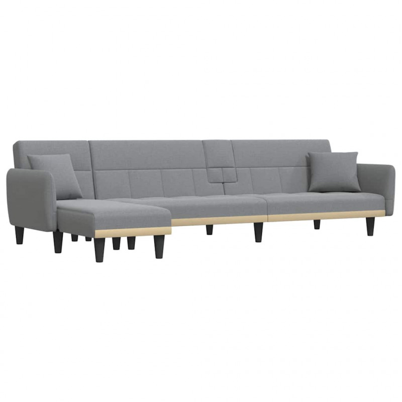 Sofa rozkładana L, jasnoszara, 275x140x70 cm, tkanina