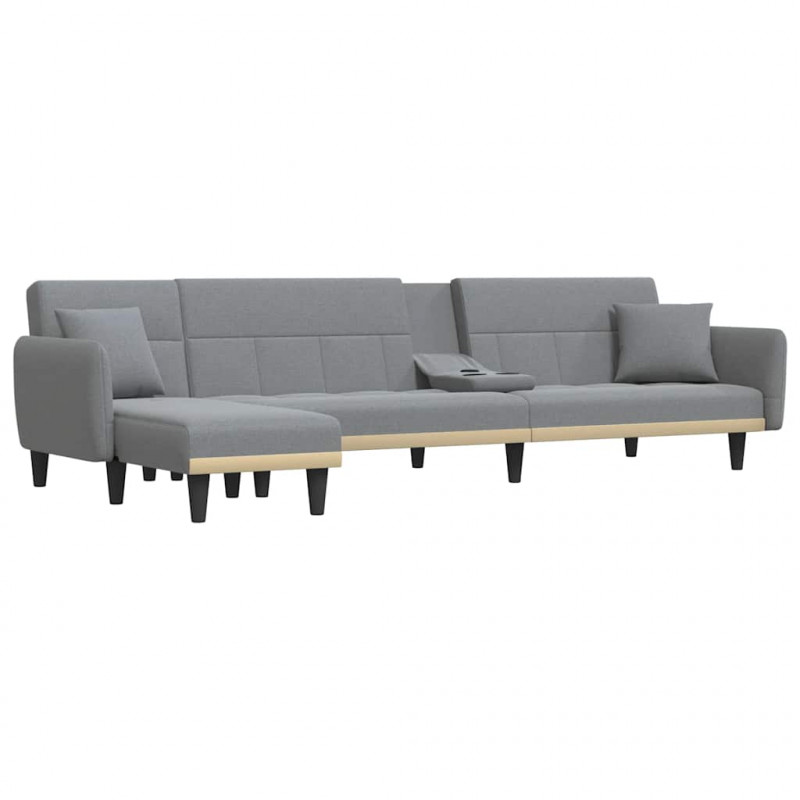 Sofa rozkładana L, jasnoszara, 275x140x70 cm, tkanina