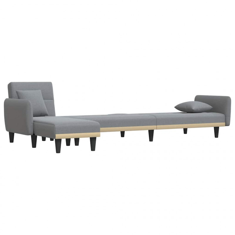 Sofa rozkładana L, jasnoszara, 275x140x70 cm, tkanina