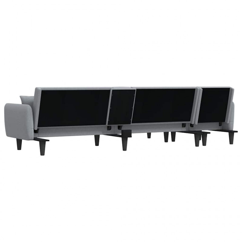 Sofa rozkładana L, jasnoszara, 275x140x70 cm, tkanina