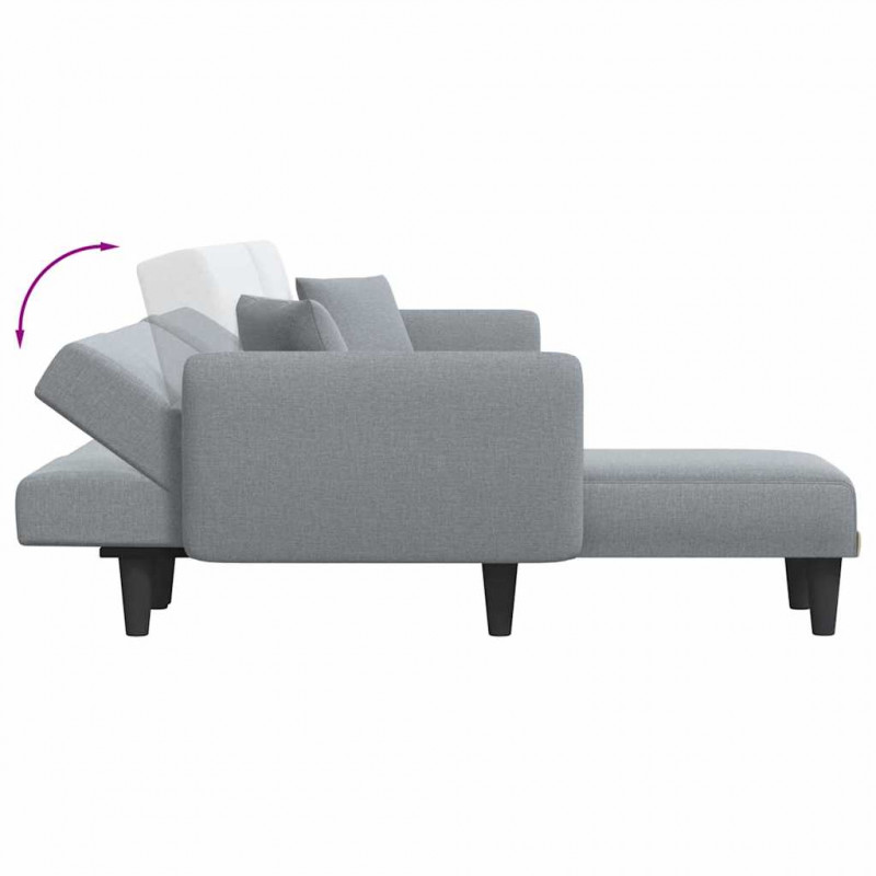 Sofa rozkładana L, jasnoszara, 275x140x70 cm, tkanina