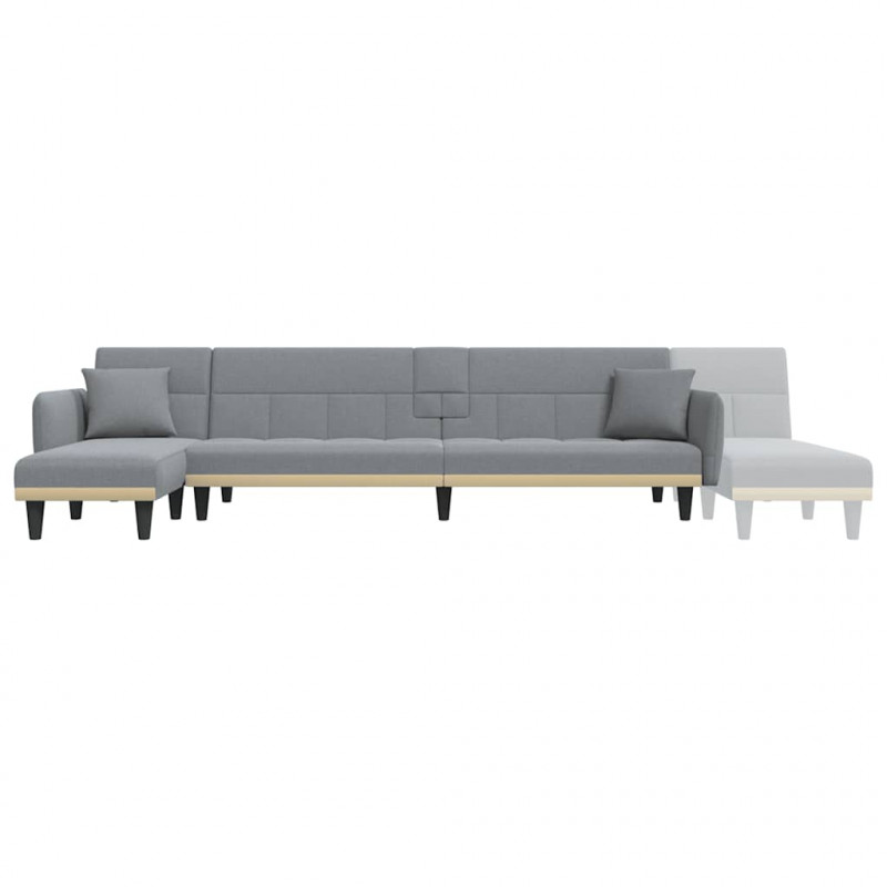 Sofa rozkładana L, jasnoszara, 275x140x70 cm, tkanina
