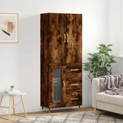 Witrynka przydymiony dąb 69,5x34x180 cm materiał drewnopochodny