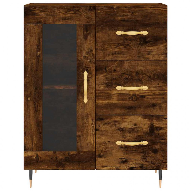Witrynka przydymiony dąb 69,5x34x180 cm materiał drewnopochodny