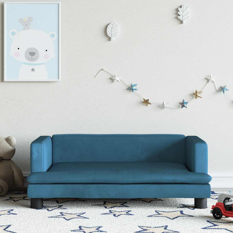 Sofa dla dzieci, niebieska, 80x45x30 cm, aksamit