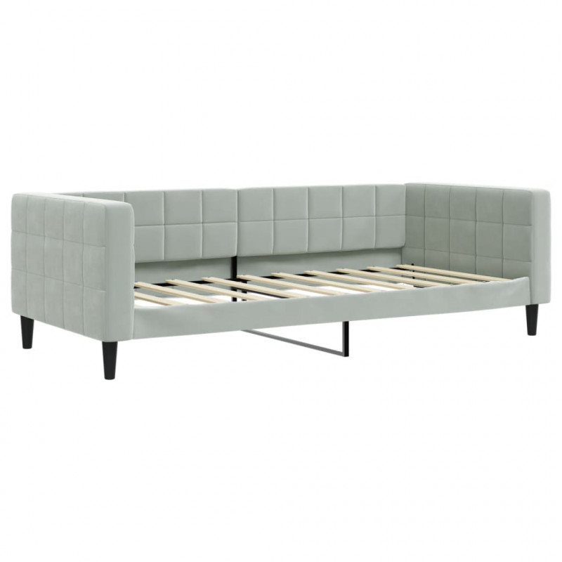 Sofa rozsuwana z materacami, jasnoszara, 90x190 cm, aksamit