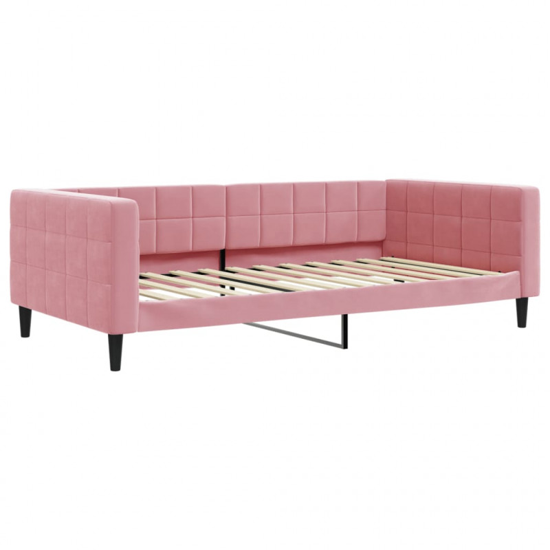 Sofa rozsuwana z szufladami, różowa, 100x200 cm, aksamit