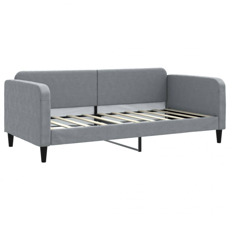 Sofa rozsuwana z materacami, jasnoszara, 90x190 cm, tkanina