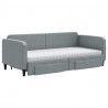 Sofa rozsuwana z szufladami, jasnoszara, 90x190 cm, tkanina