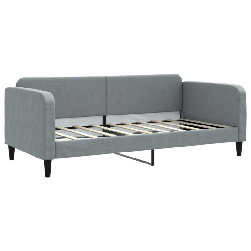 Sofa rozsuwana z szufladami, jasnoszara, 90x190 cm, tkanina