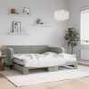 Sofa rozsuwana z materacami, jasnoszara, 90x190 cm, aksamit