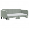 Sofa rozsuwana z materacami, jasnoszara, 90x190 cm, aksamit