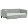 Sofa rozsuwana z szufladami, jasnoszara, 90x190 cm, aksamit