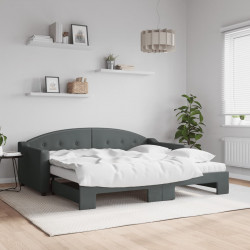 Sofa rozsuwana z materacami, ciemnoszara, 90x190 cm, tkanina