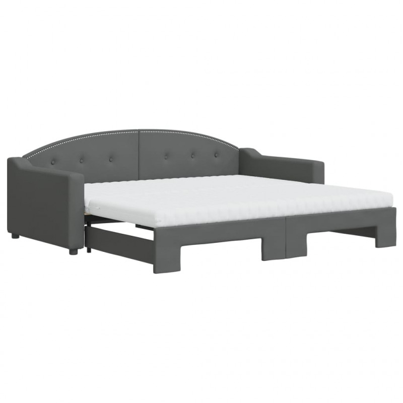 Sofa rozsuwana z materacami, ciemnoszara, 90x190 cm, tkanina