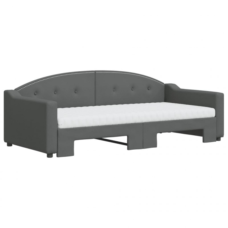 Sofa rozsuwana z materacami, ciemnoszara, 90x190 cm, tkanina
