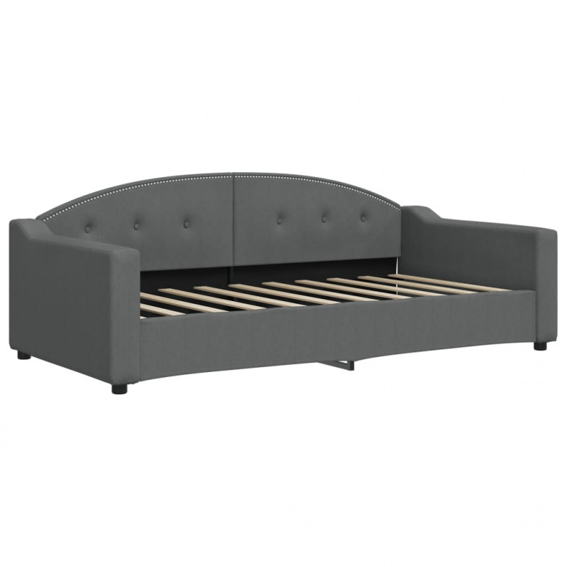 Sofa rozsuwana z materacami, ciemnoszara, 90x190 cm, tkanina