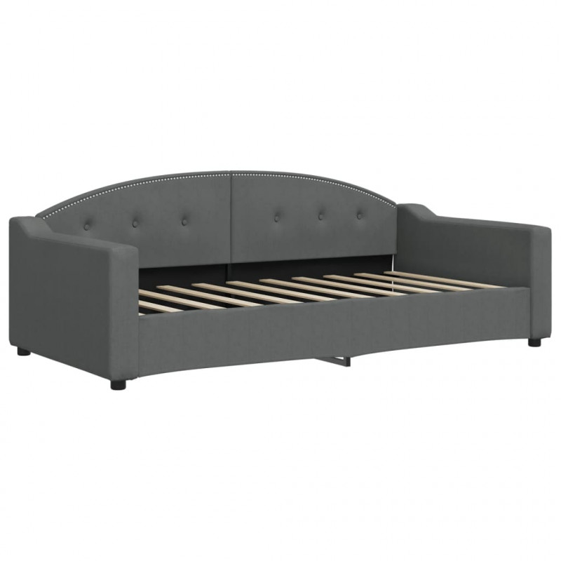 Sofa rozsuwana z szufladami, ciemnoszara, 90x190 cm, tkanina