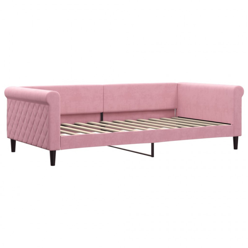 Sofa rozsuwana z szufladami, różowa, 100x200 cm, aksamit