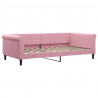 Sofa rozsuwana z szufladami, różowa, 100x200 cm, aksamit