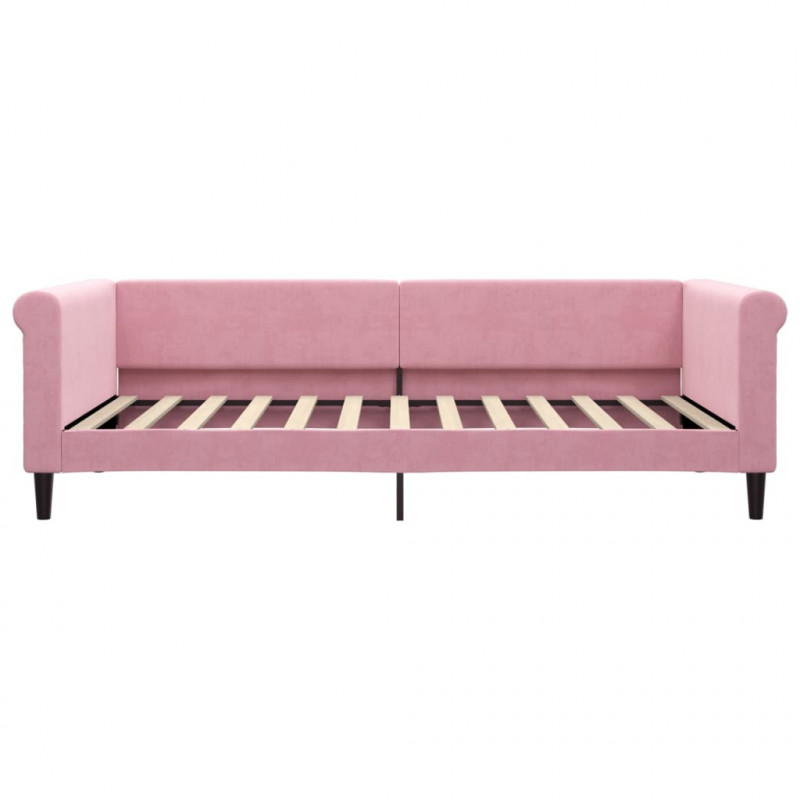 Sofa rozsuwana z szufladami, różowa, 100x200 cm, aksamit