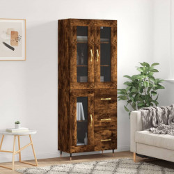 Witrynka przydymiony dąb 69,5x34x180 cm materiał drewnopochodny