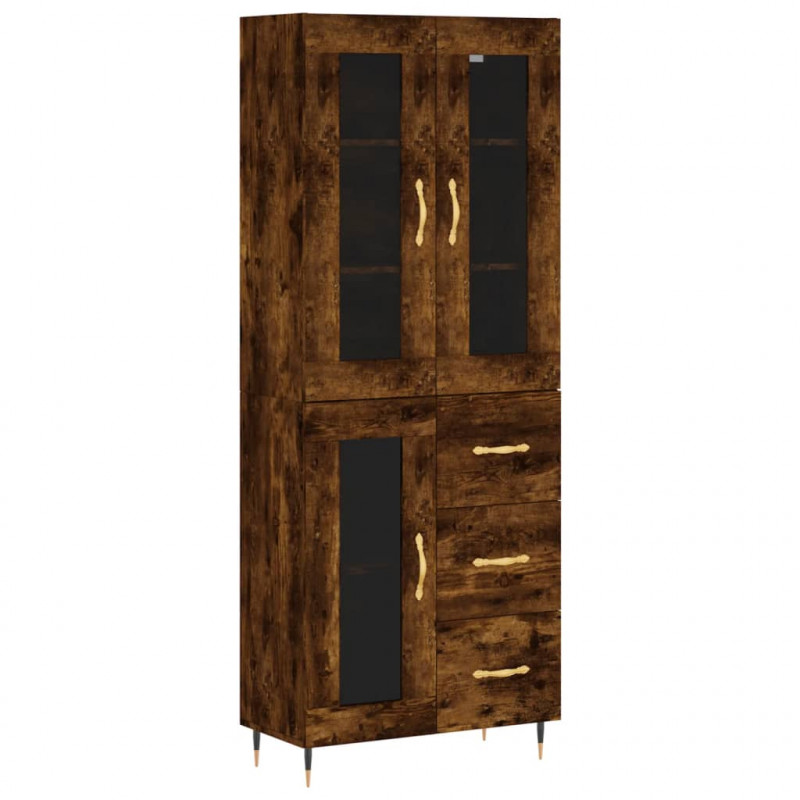 Witrynka przydymiony dąb 69,5x34x180 cm materiał drewnopochodny