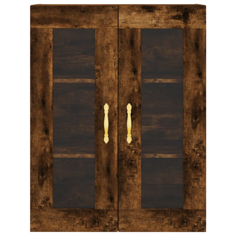 Witrynka przydymiony dąb 69,5x34x180 cm materiał drewnopochodny