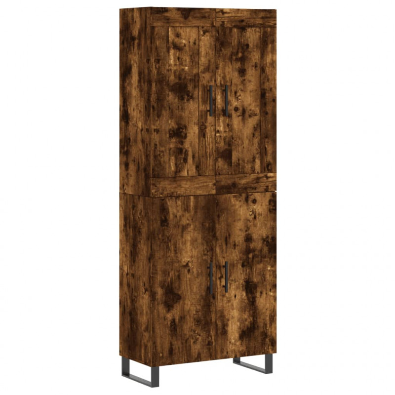 Witrynka przydymiony dąb 69,5x34x180 cm materiał drewnopochodny