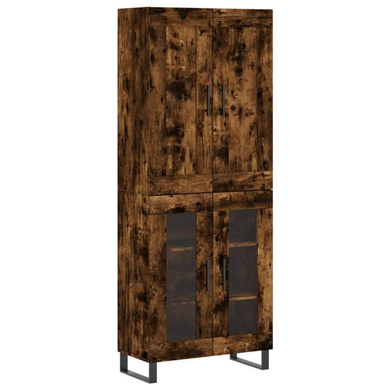 Witrynka przydymiony dąb 69,5x34x180 cm materiał drewnopochodny