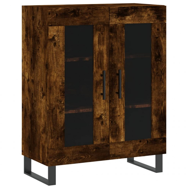 Witrynka przydymiony dąb 69,5x34x180 cm materiał drewnopochodny