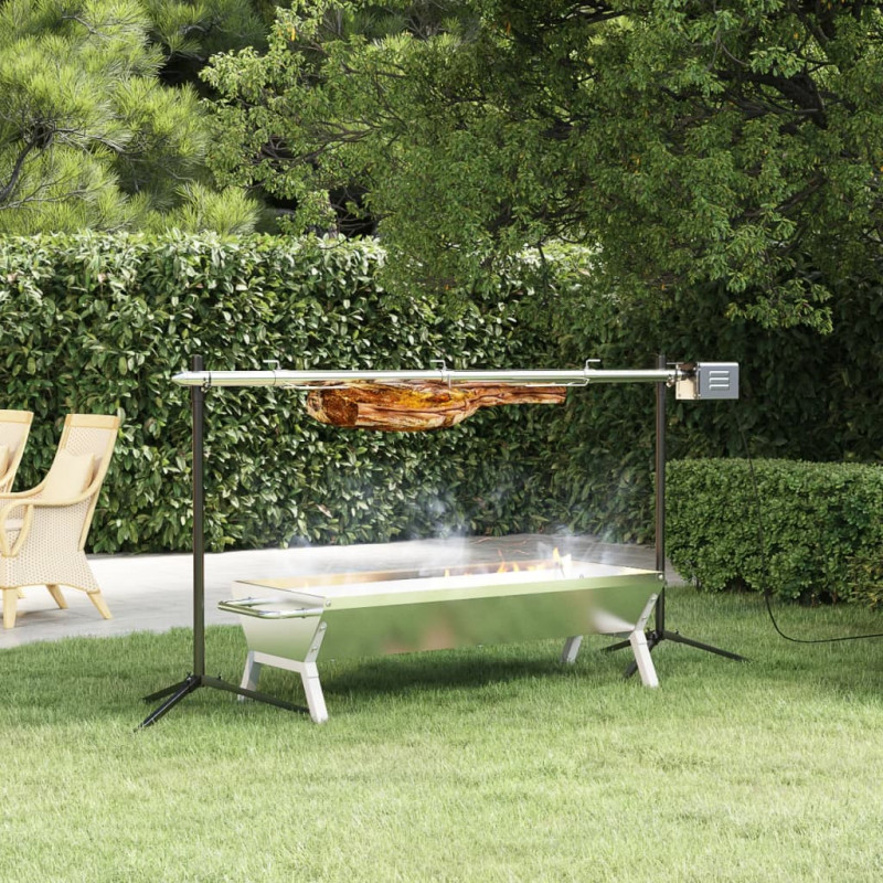 Podstawa grillowa, srebrna, 118x42x30,5 cm, stal nierdzewna