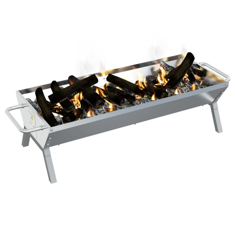 Podstawa grillowa, srebrna, 118x42x30,5 cm, stal nierdzewna