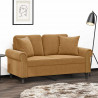 2-osobowa sofa z poduszkami, brązowa, 120 cm, aksamit