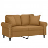 2-osobowa sofa z poduszkami, brązowa, 120 cm, aksamit