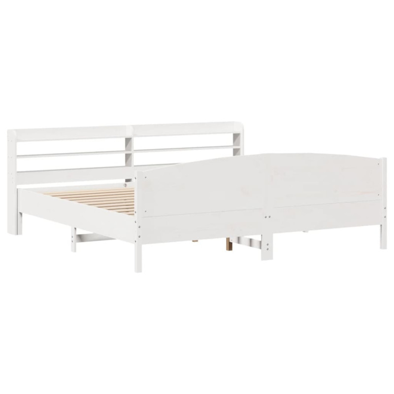 Łóżko bez materaca, białe, 200x200 cm, lite drewno sosnowe