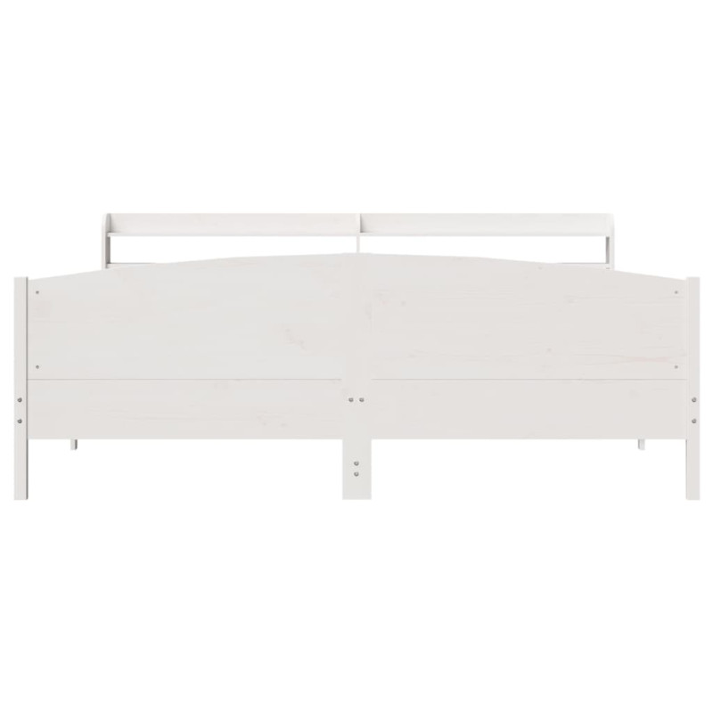Łóżko bez materaca, białe, 200x200 cm, lite drewno sosnowe