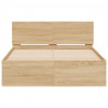 Rama łóżka z wezgłowiem i LED, dąb sonoma, 120x190 cm