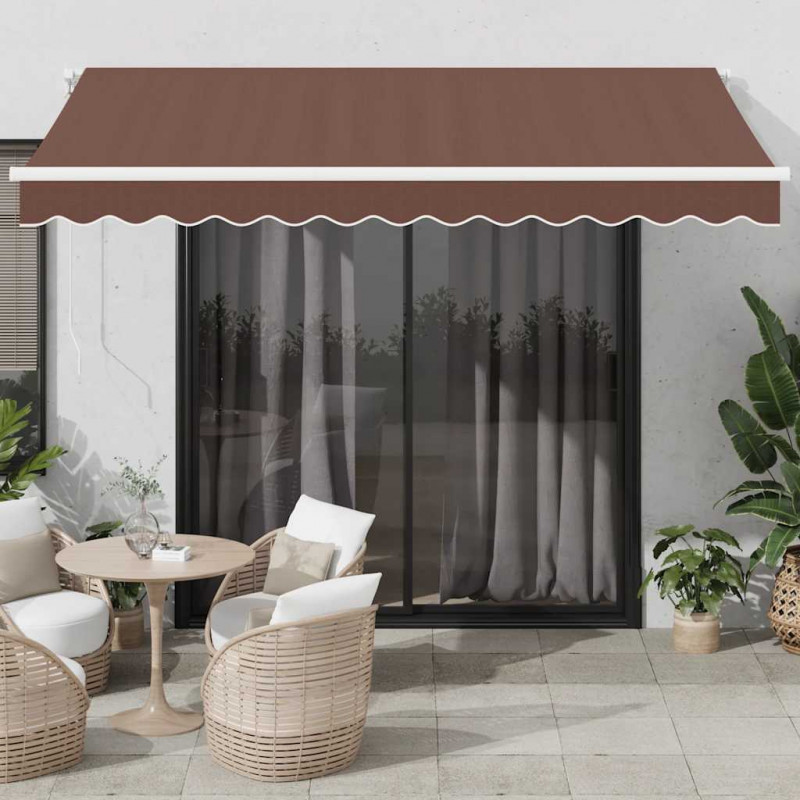 Ręcznie zwijana markiza z LED, brązowa, 350x250 cm