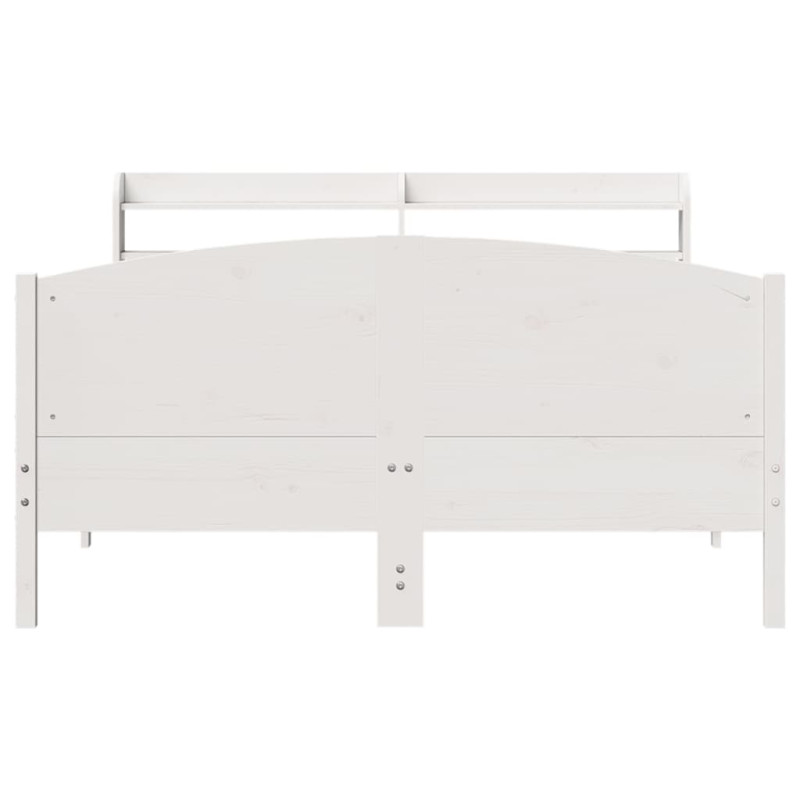 Rama łóżka bez materaca, biała, 135x190 cm, lite drewno sosnowe