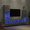 4-częściowy zestaw mebli TV z LED, szarość betonu