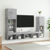 4-częściowy zestaw mebli TV z LED, szarość betonu